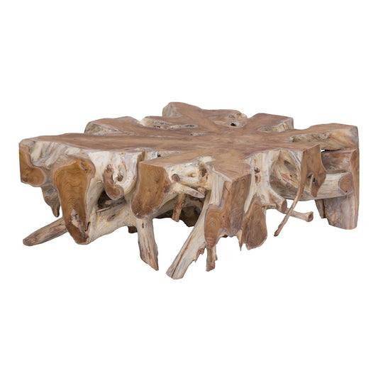 Atlas Lighting Teak Starburst 46in Coffee Table | Natural Wood Transitional | Living Room & Family Room Centerpiece | Model TA11192-01