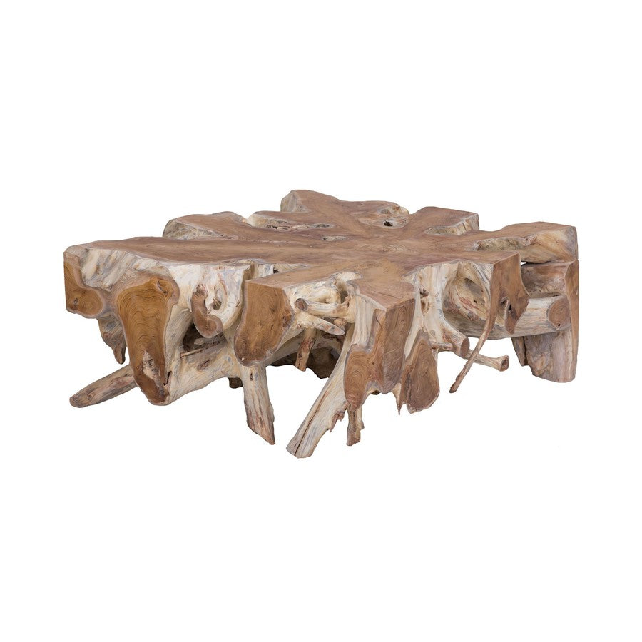 Atlas Lighting Teak Starburst 46in Coffee Table | Natural Wood Transitional | Living Room & Family Room Centerpiece | Model TA11192-01