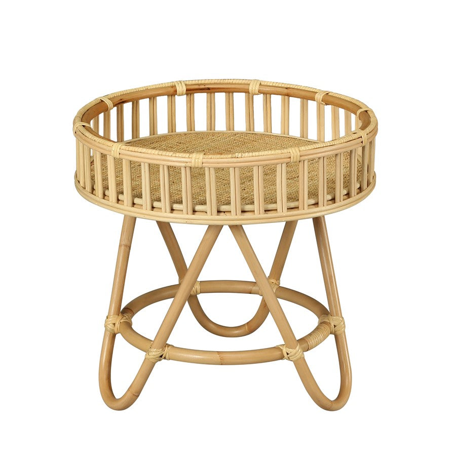 Atlas Lighting Tika 22in Round Accent Table | Natural Rattan Wrapped Frame | Living Room & Bedroom Side Table | 22 x 22 x 21 in | Model TA11196-01