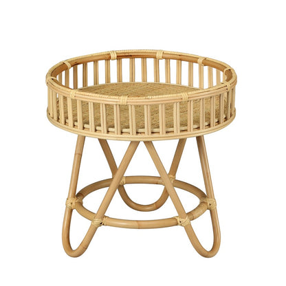 Atlas Lighting Tika 22in Round Accent Table | Natural Rattan Wrapped Frame | Living Room & Bedroom Side Table | 22 x 22 x 21 in | Model TA11196-01