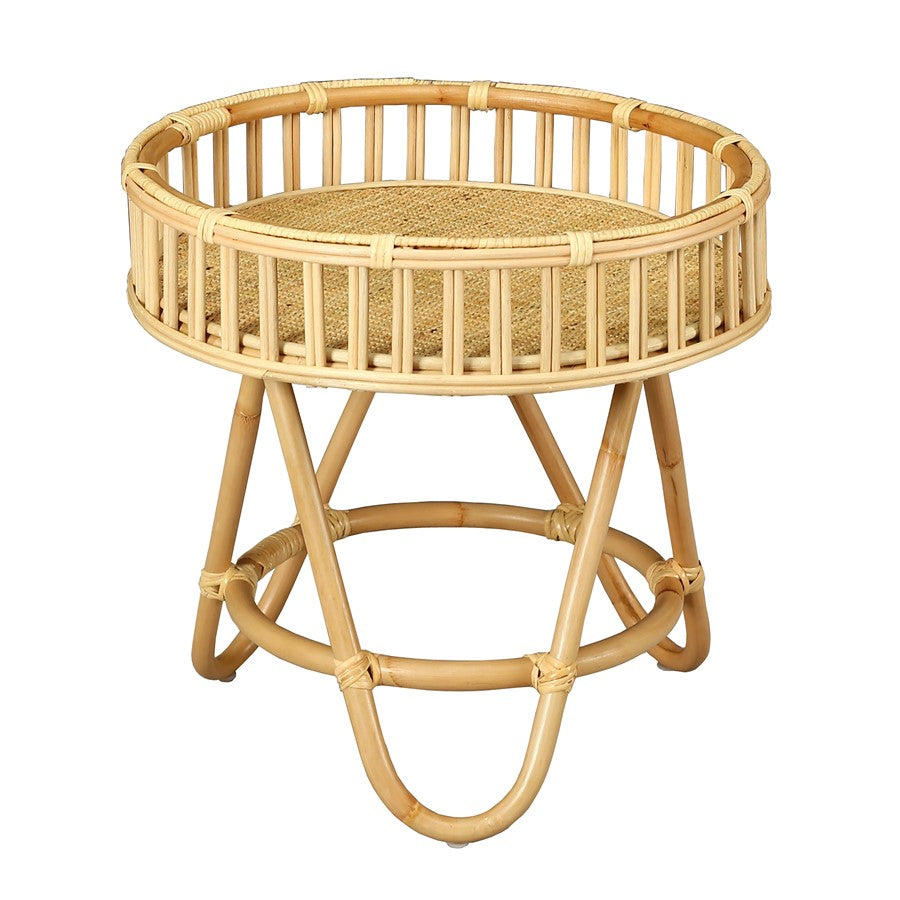 Atlas Lighting Tika 22in Round Accent Table | Natural Rattan Wrapped Frame | Living Room & Bedroom Side Table | 22 x 22 x 21 in | Model TA11196-01