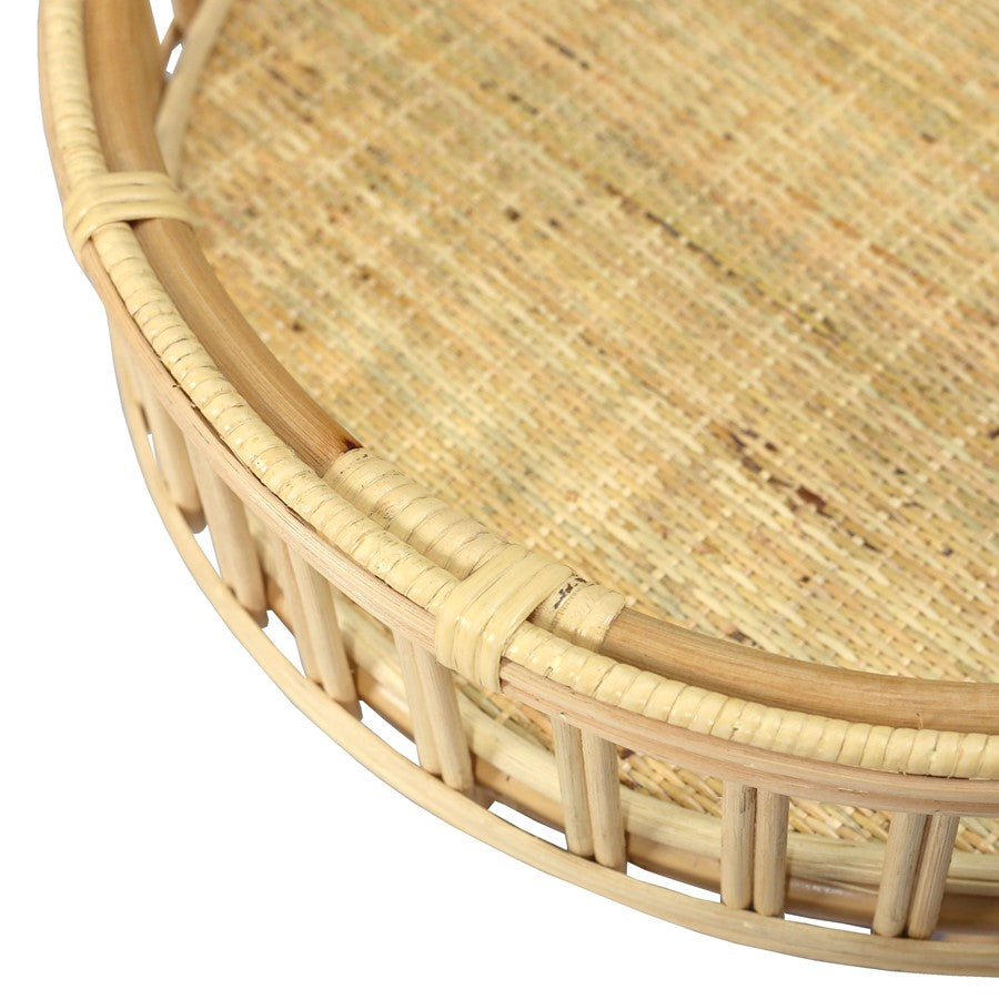 Atlas Lighting Tika 22in Round Accent Table | Natural Rattan Wrapped Frame | Living Room & Bedroom Side Table | 22 x 22 x 21 in | Model TA11196-01