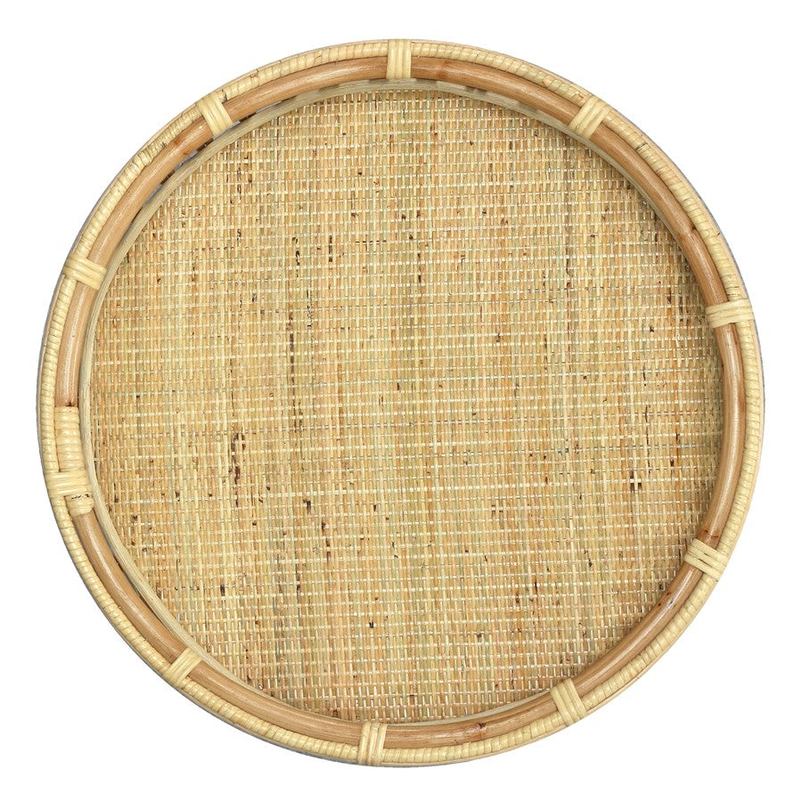 Atlas Lighting Tika 22in Round Accent Table | Natural Rattan Wrapped Frame | Living Room & Bedroom Side Table | 22 x 22 x 21 in | Model TA11196-01
