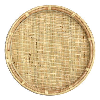Atlas Lighting Tika 22in Round Accent Table | Natural Rattan Wrapped Frame | Living Room & Bedroom Side Table | 22 x 22 x 21 in | Model TA11196-01