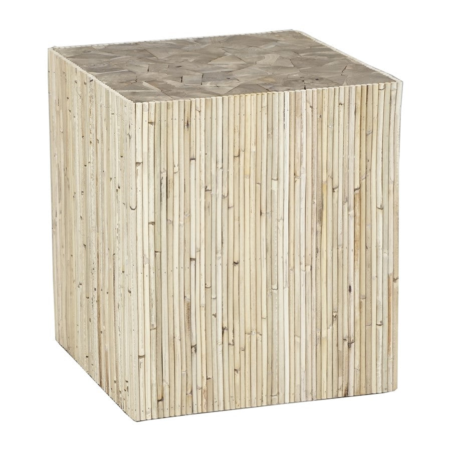Atlas Lighting Toleno 16in Square Accent Table | Natural Rattan Frame | Coastal Living Room & Bedroom Side Table | 16 x 16 x 18 in | Model TA11198-01