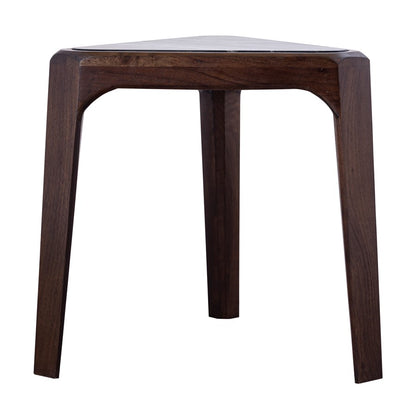 Atlas Lighting Treble 20in Triangular Accent Table | Walnut Wood Base with Black Marble Top | Midcentury Living Room & Bedroom | Model TA11201-01