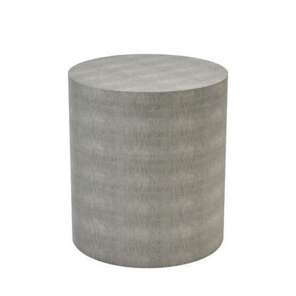 Atlas Lighting Dexter 16in Round Accent Table | Gray Faux Shagreen Fabric | Living Room & Bedroom Side Table | 16 x 16 x 18 in | Model TA11216-01