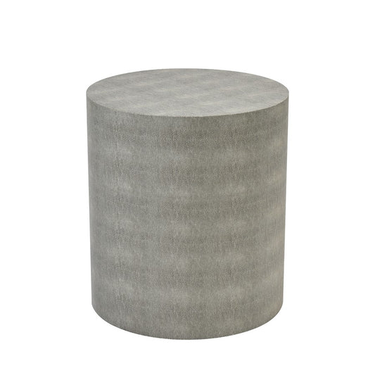 Atlas Lighting Dexter 16in Round Accent Table | Gray Faux Shagreen Fabric | Living Room & Bedroom Side Table | 16 x 16 x 18 in | Model TA11216-01