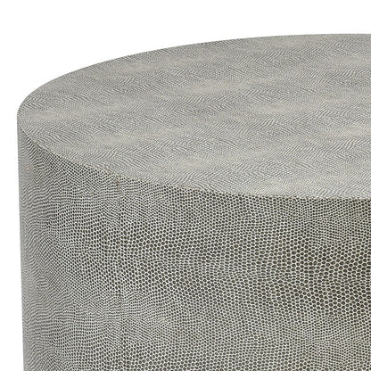 Atlas Lighting Dexter 16in Round Accent Table | Gray Faux Shagreen Fabric | Living Room & Bedroom Side Table | 16 x 16 x 18 in | Model TA11216-01