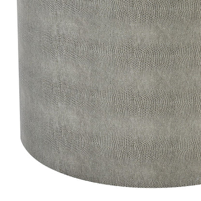 Atlas Lighting Dexter 16in Round Accent Table | Gray Faux Shagreen Fabric | Living Room & Bedroom Side Table | 16 x 16 x 18 in | Model TA11216-01