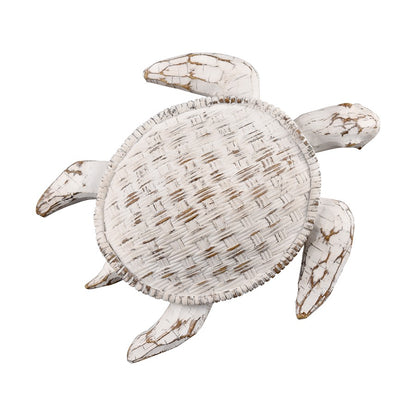 Atlas Lighting Aly Turtle 12in Whitewash Composite Wall Decor | Coastal Entryway & Living Room Accent | 12 x 3 x 10 in | Model WA11003-01
