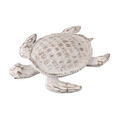 Atlas Lighting Aly Turtle 12in Whitewash Composite Wall Decor | Coastal Entryway & Living Room Accent | 12 x 3 x 10 in | Model WA11003-01