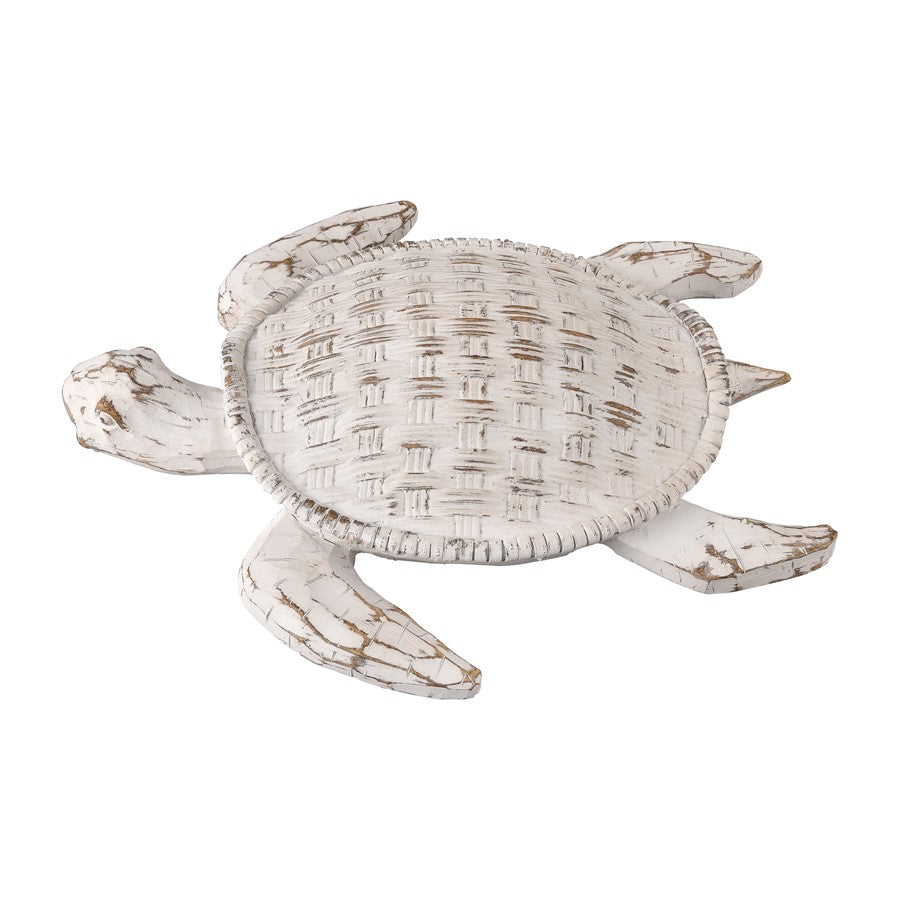 Atlas Lighting Aly Turtle 12in Whitewash Composite Wall Decor | Coastal Entryway & Living Room Accent | 12 x 3 x 10 in | Model WA11003-01