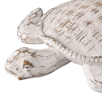 Atlas Lighting Aly Turtle 12in Whitewash Composite Wall Decor | Coastal Entryway & Living Room Accent | 12 x 3 x 10 in | Model WA11003-01