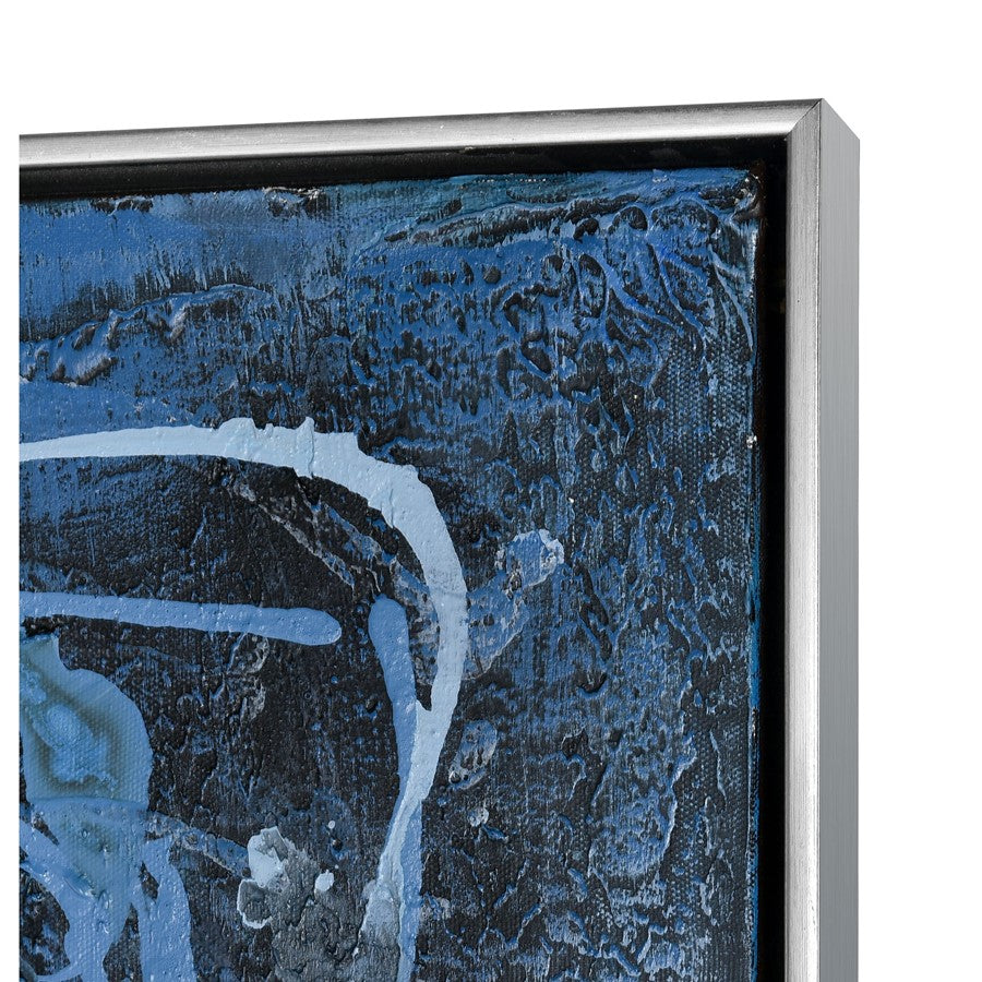 Atlas Lighting Blue Rhythm Framed Wall Art | Blue Fabric, Silver Floating Frame | Modern Living Room & Office Accent | Model WA11016-01