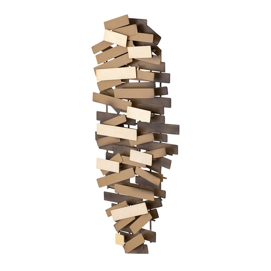 Atlas Lighting Bond Dimensional Wall Art | Satin Brass Metal Sculpture | Living Room & Entryway Accent | 16.5 x 2.5 x 36.75 in | Model WA11019-01