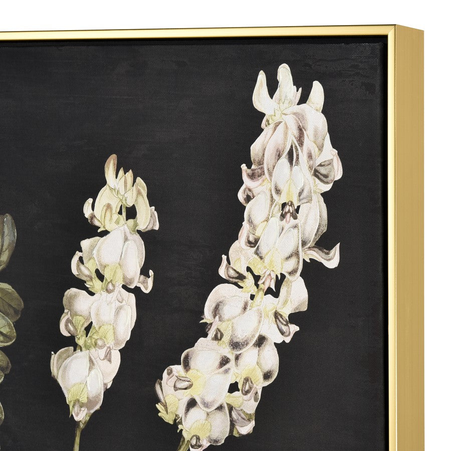 Atlas Lighting Botanical Study II 24.75in Square Framed Wall Art | Transitional Green and Black Fabric with Gold Frame | Living | Model WA11021-02