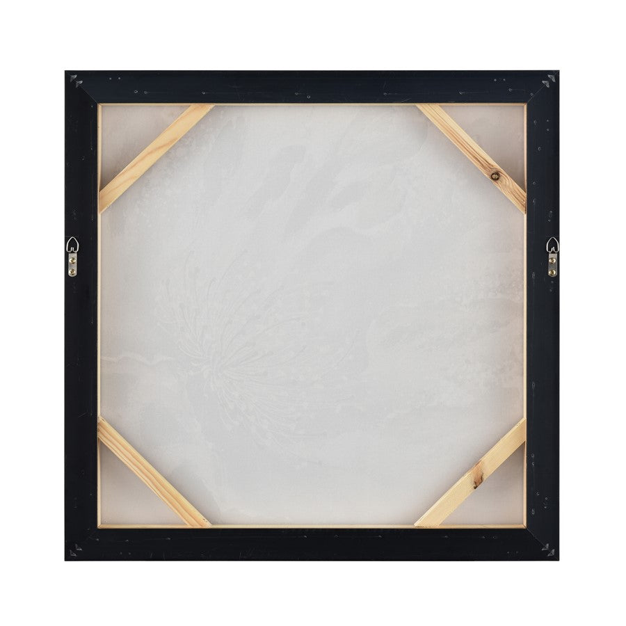 Atlas Lighting Bowie Bloom I 23.5in Square Framed Wall Art | Transitional Gray and White Fabric with Gold Frame | Living Room | Model WA11024-01