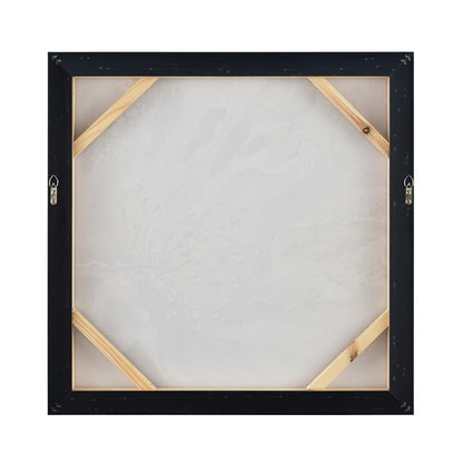Atlas Lighting Bowie Bloom I 23.5in Square Framed Wall Art | Transitional Gray and White Fabric with Gold Frame | Living Room | Model WA11024-01