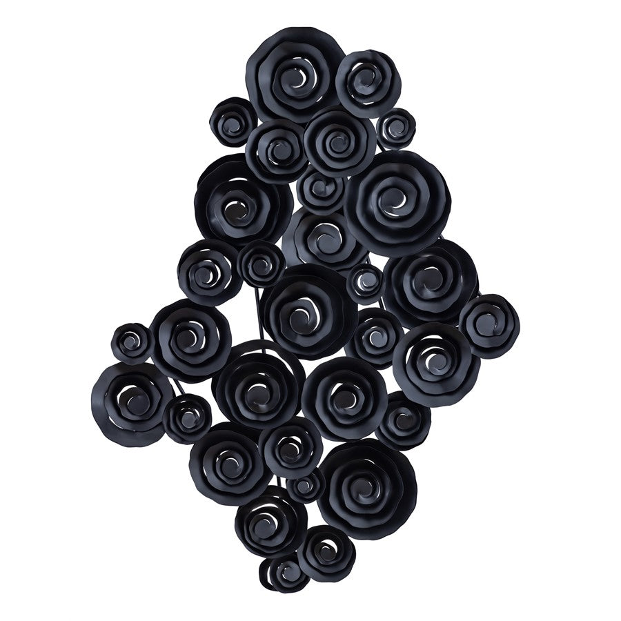 Atlas Lighting Brando 45in Wide Dimensional Wall Art | Transitional Matte Black Metal Swirls | Living Room & Office Decor | Model WA11025-01