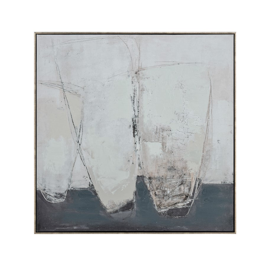 Atlas Lighting Burgess I 31in Abstract Framed Wall Art | Off White Fabric | Living Room & Bedroom Decor | 31.5 x 2 x 31.5 in | Model WA11029-01