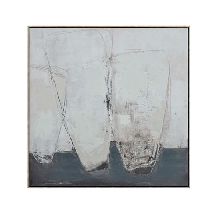 Atlas Lighting Burgess I 31in Abstract Framed Wall Art | Off White Fabric | Living Room & Bedroom Decor | 31.5 x 2 x 31.5 in | Model WA11029-01