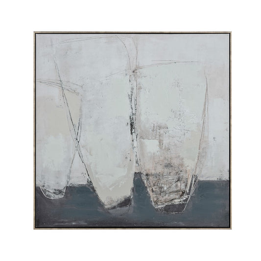 Atlas Lighting Burgess I 31in Abstract Framed Wall Art | Off White Fabric | Living Room & Bedroom Decor | 31.5 x 2 x 31.5 in | Model WA11029-01