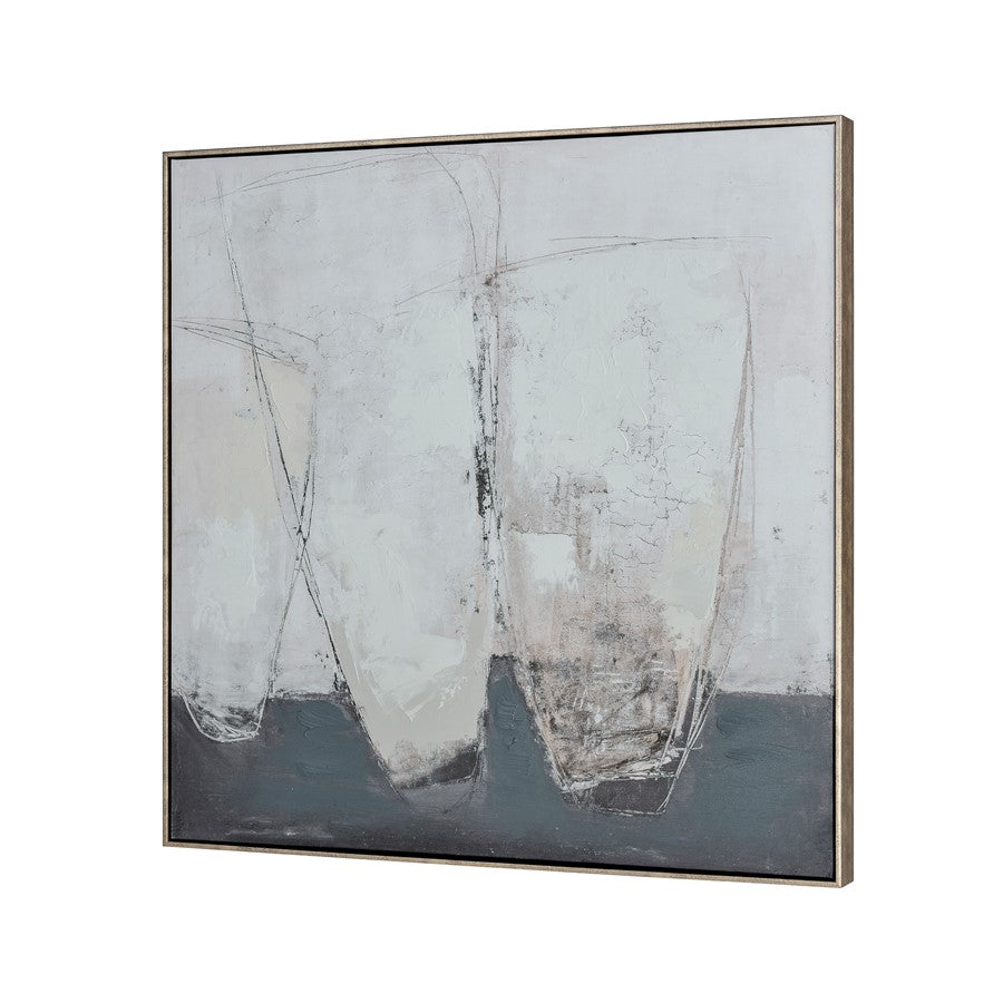 Atlas Lighting Burgess I 31in Abstract Framed Wall Art | Off White Fabric | Living Room & Bedroom Decor | 31.5 x 2 x 31.5 in | Model WA11029-01