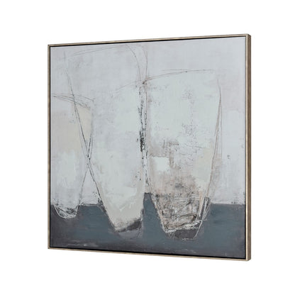 Atlas Lighting Burgess I 31in Abstract Framed Wall Art | Off White Fabric | Living Room & Bedroom Decor | 31.5 x 2 x 31.5 in | Model WA11029-01