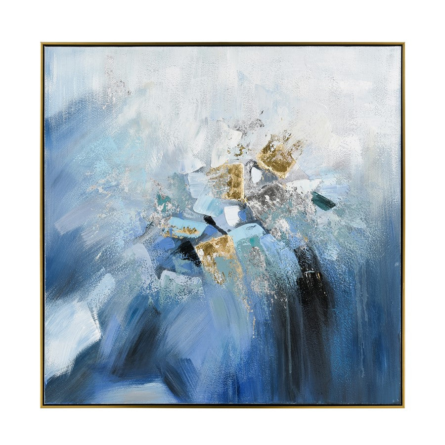 Atlas Lighting Bursts 40in Framed Wall Art | Blue Fabric | Living Room & Bedroom Decor | 40.25 x 2.25 x 40.25 in | Model WA11030-01
