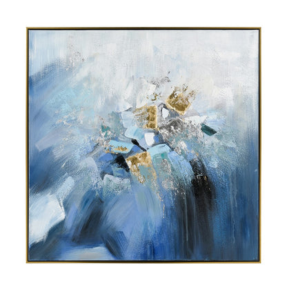 Atlas Lighting Bursts 40in Framed Wall Art | Blue Fabric | Living Room & Bedroom Decor | 40.25 x 2.25 x 40.25 in | Model WA11030-01