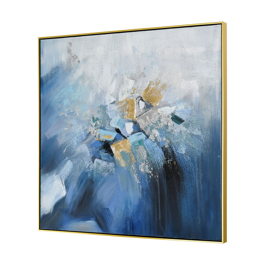 Atlas Lighting Bursts 40in Framed Wall Art | Blue Fabric | Living Room & Bedroom Decor | 40.25 x 2.25 x 40.25 in | Model WA11030-01