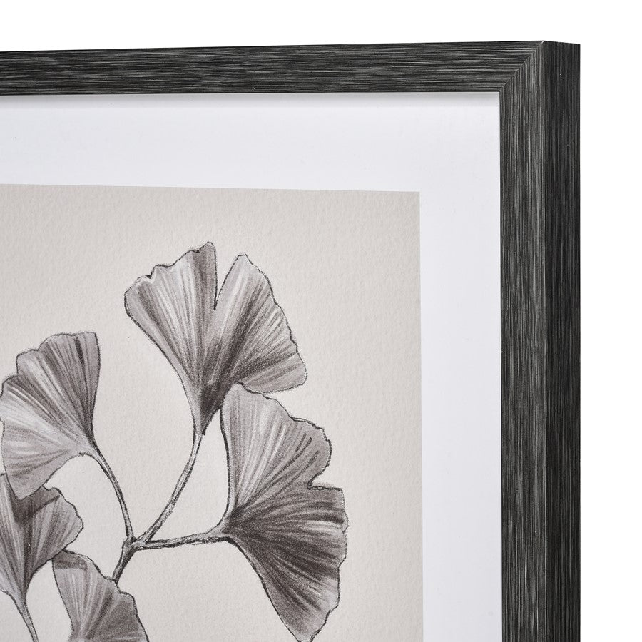 Atlas Lighting Foliage II 18x24in Framed Wall Art | Ivory Fabric on Black Wood Frame | Living Room & Bedroom Decor | Model WA11051-02