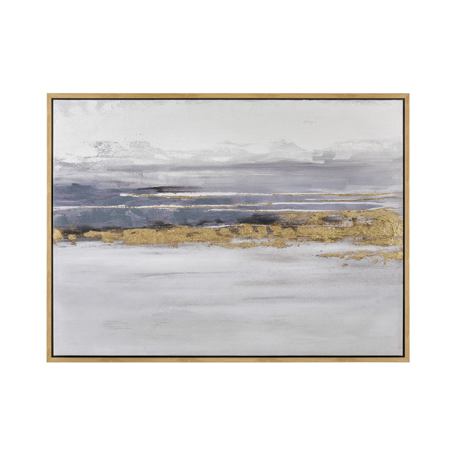 Atlas Lighting Jones Sound 47x35in Framed Wall Art | Gray Fabric with Gold Accents | Living Room & Office Decor | Model WA11070-01