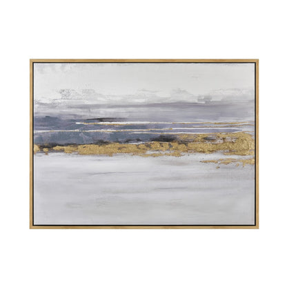 Atlas Lighting Jones Sound 47x35in Framed Wall Art | Gray Fabric with Gold Accents | Living Room & Office Decor | Model WA11070-01