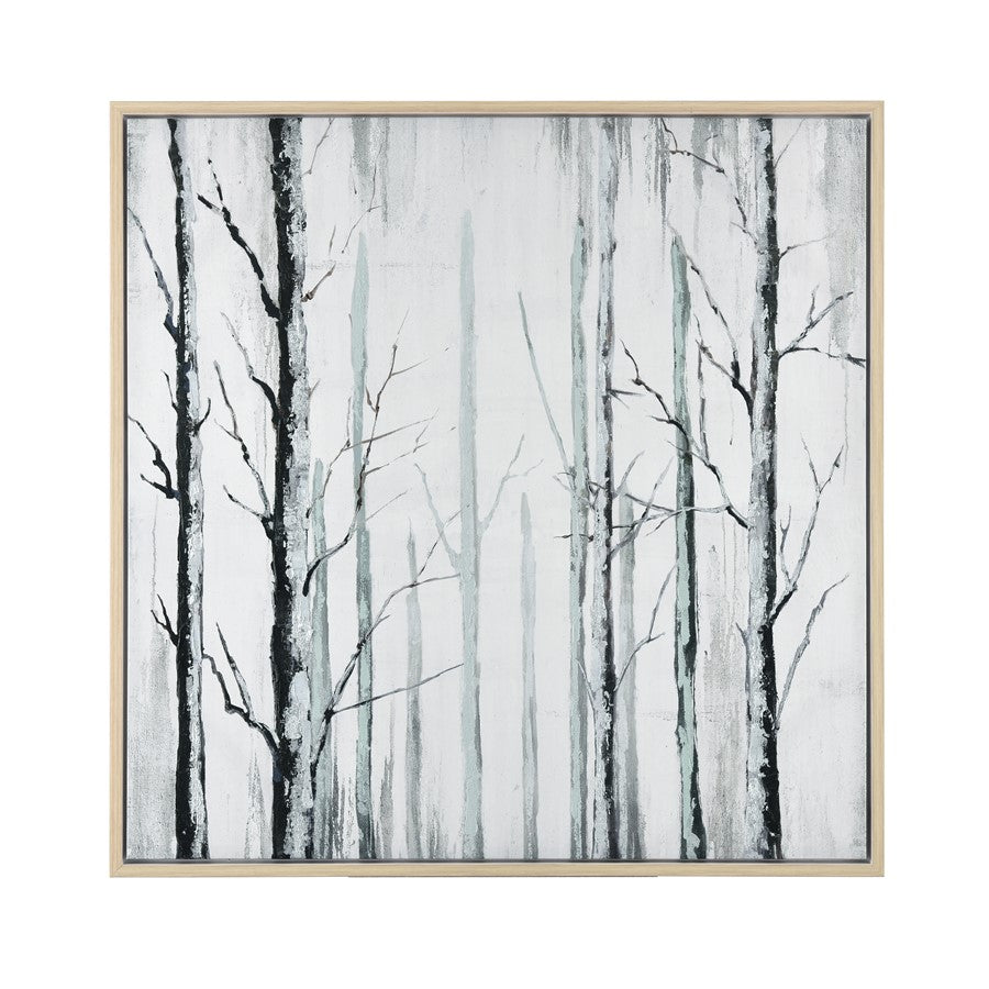 Atlas Lighting Jordan Forest 39x39in Framed Wall Art | Off White Fabric with Black Frame | Living Room & Bedroom Decor | Model WA11071-01