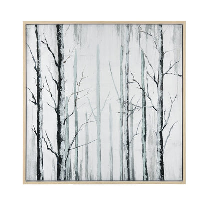 Atlas Lighting Jordan Forest 39x39in Framed Wall Art | Off White Fabric with Black Frame | Living Room & Bedroom Decor | Model WA11071-01
