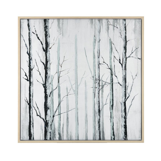 Atlas Lighting Jordan Forest 39x39in Framed Wall Art | Off White Fabric with Black Frame | Living Room & Bedroom Decor | Model WA11071-01