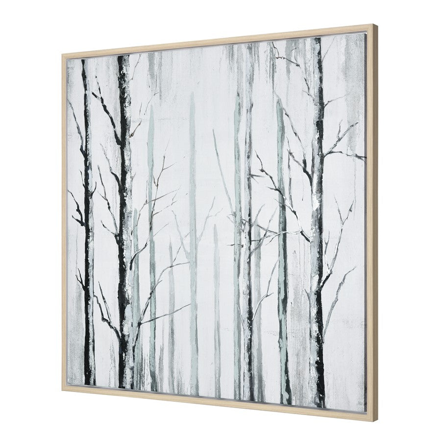 Atlas Lighting Jordan Forest 39x39in Framed Wall Art | Off White Fabric with Black Frame | Living Room & Bedroom Decor | Model WA11071-01