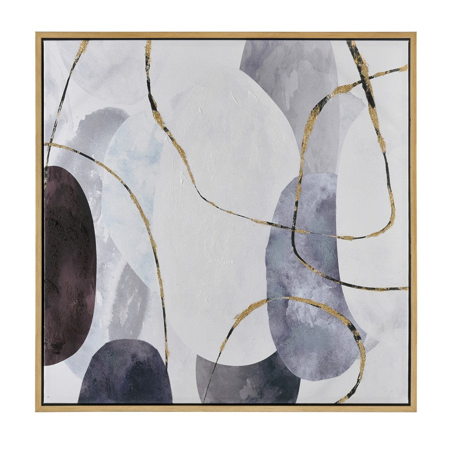 Atlas Lighting Kenner 39in Framed Wall Art | Gray Fabric Modern/Contemporary | Living Room & Bedroom Wall Decor | Model WA11073-01