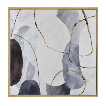 Atlas Lighting Kenner 39in Framed Wall Art | Gray Fabric Modern/Contemporary | Living Room & Bedroom Wall Decor | Model WA11073-01