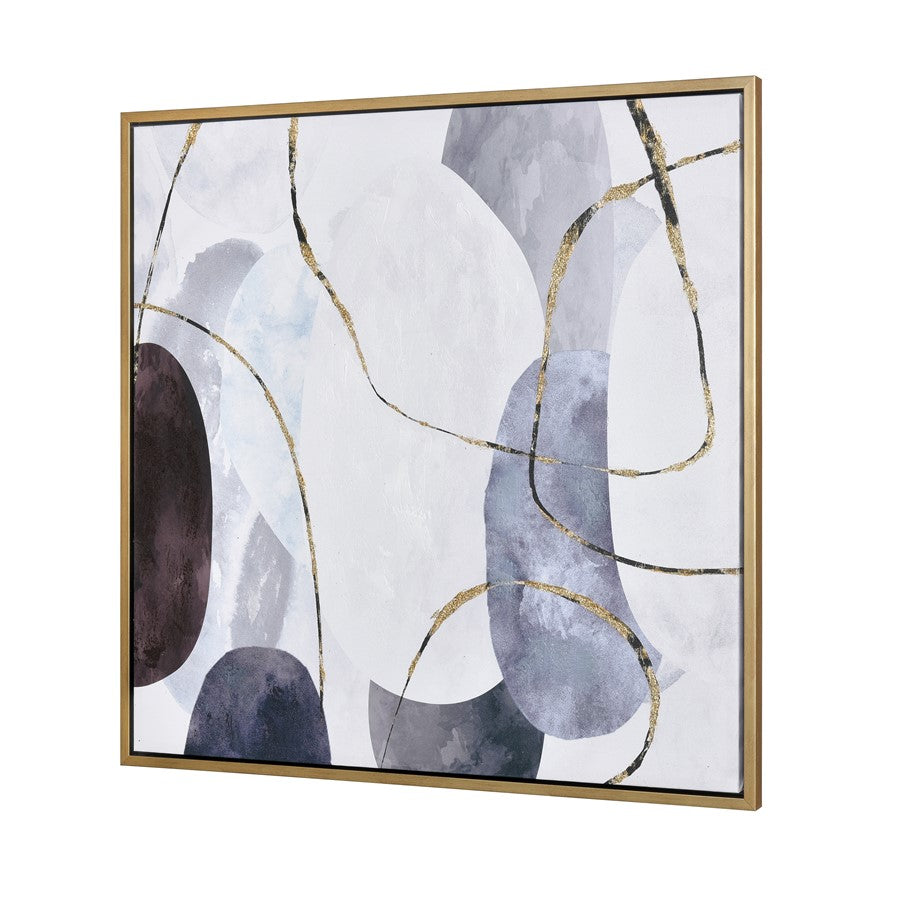 Atlas Lighting Kenner 39in Framed Wall Art | Gray Fabric Modern/Contemporary | Living Room & Bedroom Wall Decor | Model WA11073-01
