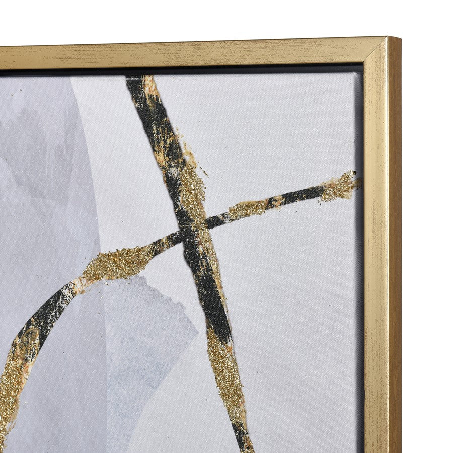Atlas Lighting Kenner 39in Framed Wall Art | Gray Fabric Modern/Contemporary | Living Room & Bedroom Wall Decor | Model WA11073-01