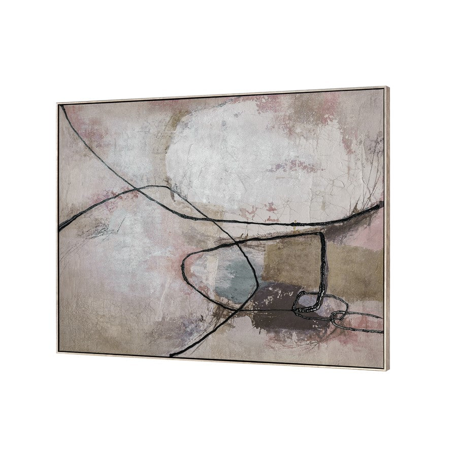 Atlas Lighting Kinetic 47in Framed Wall Art | Taupe Fabric Transitional | Living Room & Bedroom Wall Decor | 47.25 x 2 x 35.5 in | Model WA11075-01