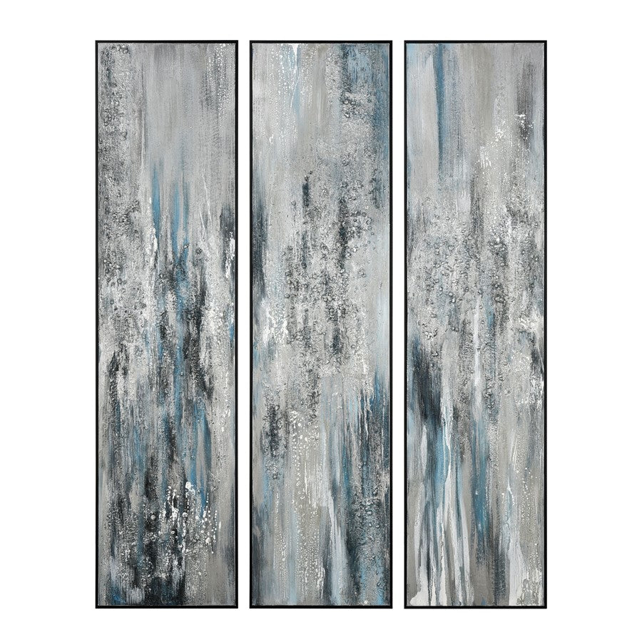 Atlas Lighting Lasting Texture 20in Framed Wall Art Set of 3 | Gray Fabric Modern/Contemporary | Living Room & Bedroom Wall Decor | Model WA11078-01S