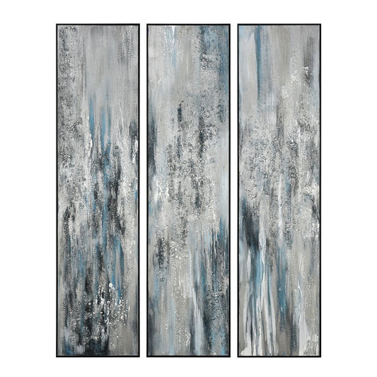 Atlas Lighting Lasting Texture 20in Framed Wall Art Set of 3 | Gray Fabric Modern/Contemporary | Living Room & Bedroom Wall Decor | Model WA11078-01S