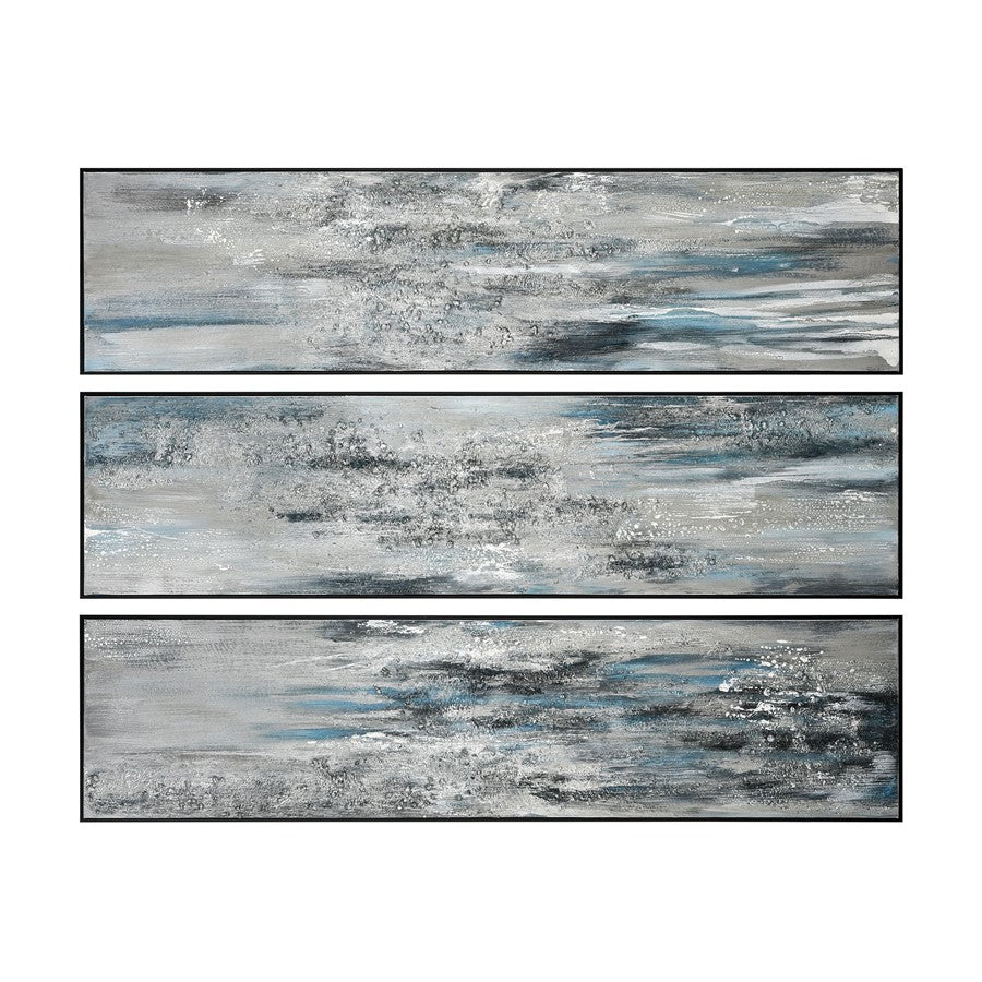 Atlas Lighting Lasting Texture 20in Framed Wall Art Set of 3 | Gray Fabric Modern/Contemporary | Living Room & Bedroom Wall Decor | Model WA11078-01S