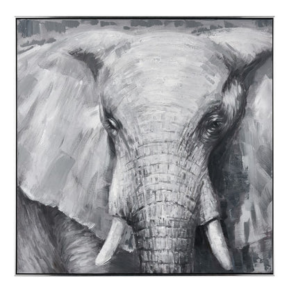 Atlas Lighting Legendary 39.5in Framed Wall Art | Gray & White Elephant Canvas | Living Room & Study Decor | 39.5 x 1.75 x 39.5 in | Model WA11081-01