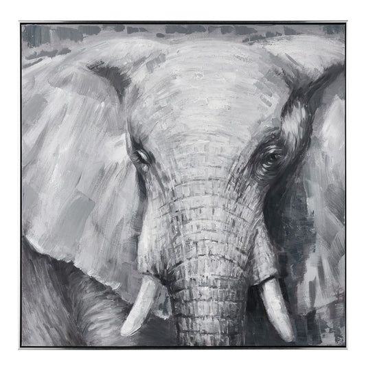 Atlas Lighting Legendary 39.5in Framed Wall Art | Gray & White Elephant Canvas | Living Room & Study Decor | 39.5 x 1.75 x 39.5 in | Model WA11081-01