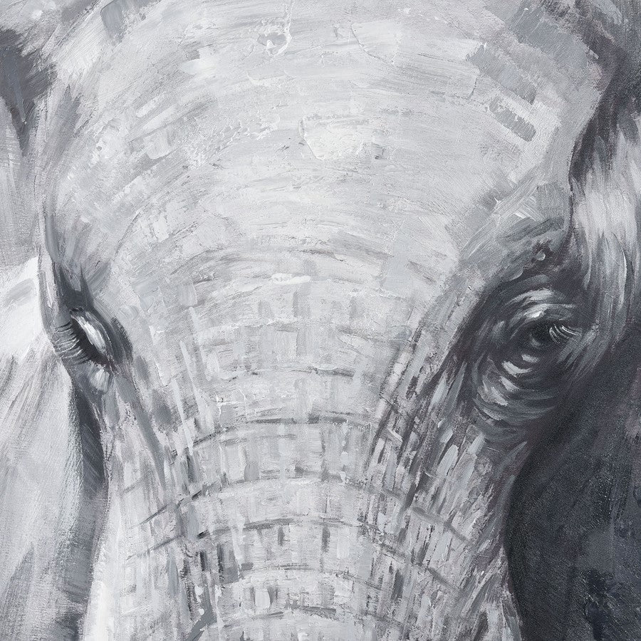 Atlas Lighting Legendary 39.5in Framed Wall Art | Gray & White Elephant Canvas | Living Room & Study Decor | 39.5 x 1.75 x 39.5 in | Model WA11081-01
